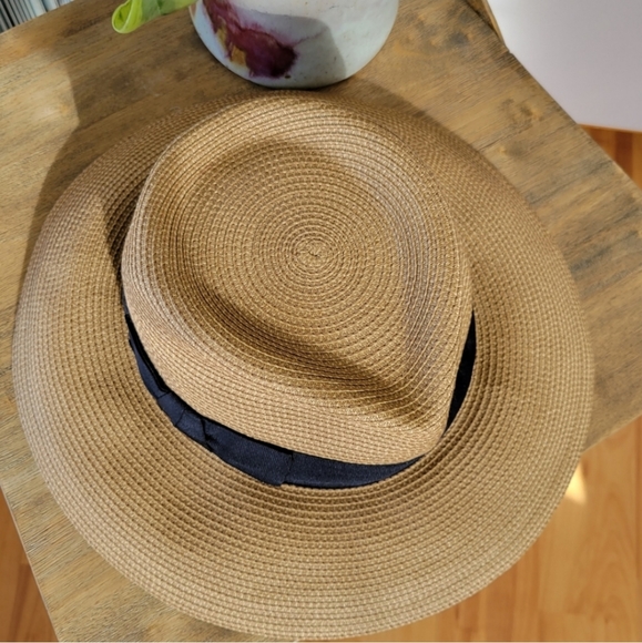 NWT Eric Javits Phoenix Fedora Hat Natural Black UPF 50+ Sun Protection - Picture 5 of 13